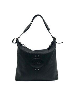 Longchamp Black Leather Hobo Bag